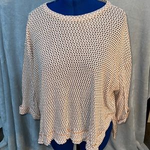 Umgee Waffle Knit Folded Cuff Loose Fit Blouse - New